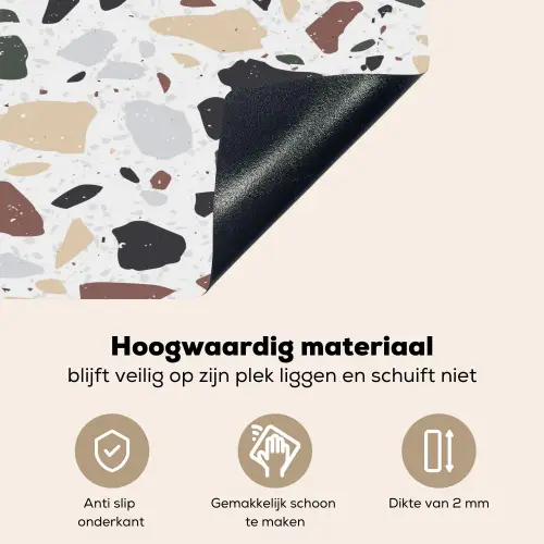Terrazzo -  Patroon - Kleurrijk - Klei Inductie beschemer met haakjes klein 777 -ky-onderkant-nl