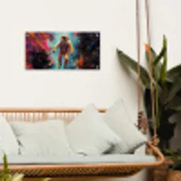 Astronaut - Graffiti - Ruimte - Neon tuinposter los doek klein -sfeer7