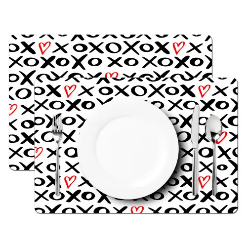 Tekens - Harten - Rood Placemat vinyl groot 368 -zzsfeer2_Kitchenyeah-website