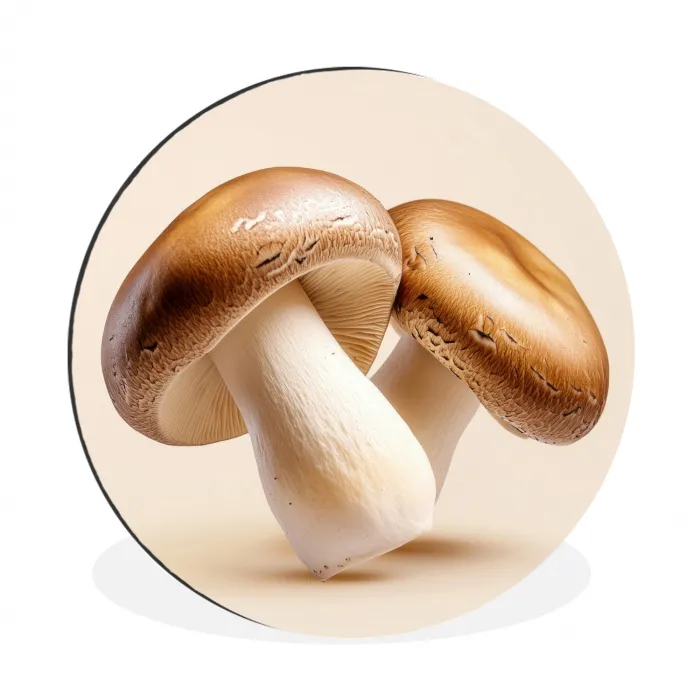 Champignons - Zacht - Beige Wandcirkel aluminium klein -3d