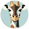 Giraffe - Illustratie - Bruin - Minimalistisch Wandcirkel kunststof plaat 5mm dik klein -3d