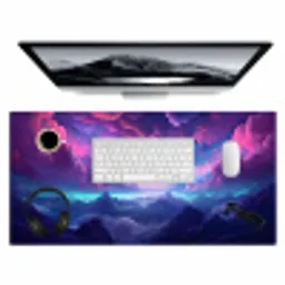 neon-wolken-roze-blauw-gaming Muismat XXL klein -3d