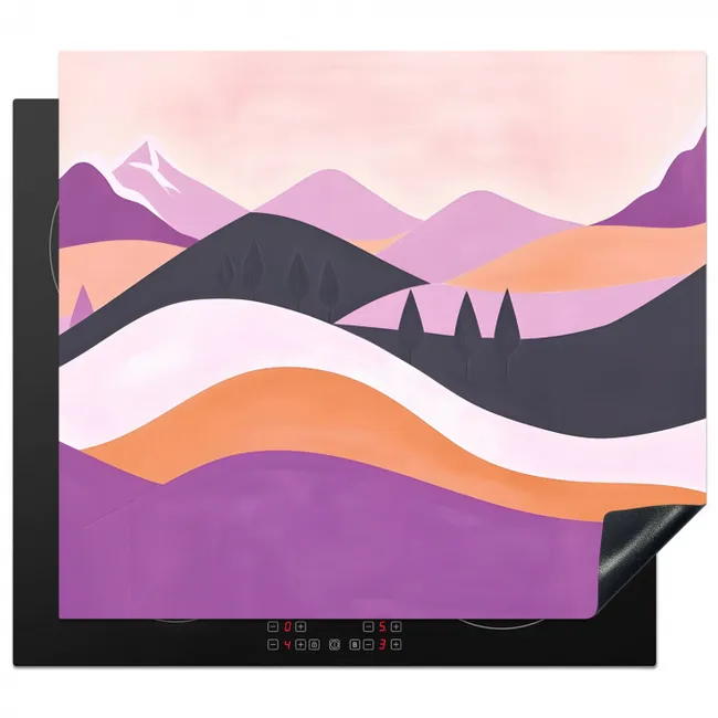 Abstract - Heuvels - Bomen - Groen Inductie beschermer vinyl 3mm middel -3d