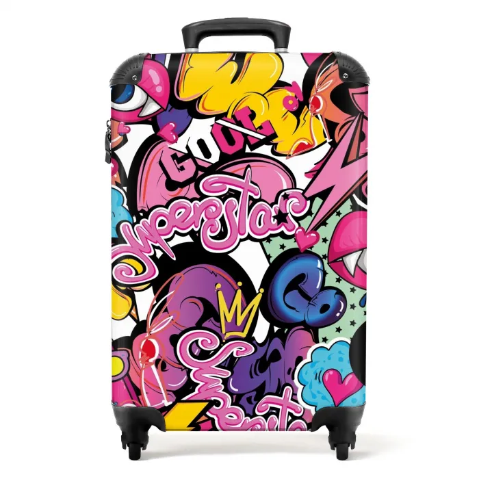 Girly graffiti Koffer - NBS - Handbagage middel -productfoto_recht