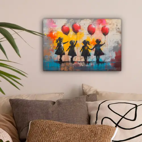 Graffiti - Kinderen - Street art - Ballon - Banksy canvas 2cm klein -sfeer1