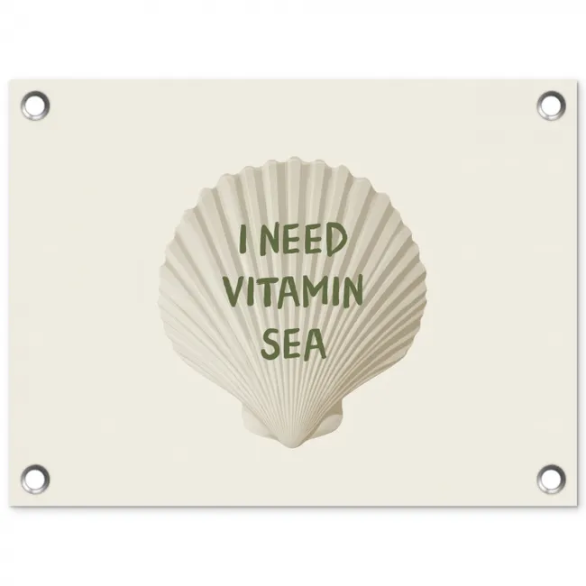 Schelp - Quote - Groen tuinposter los doek klein -3d