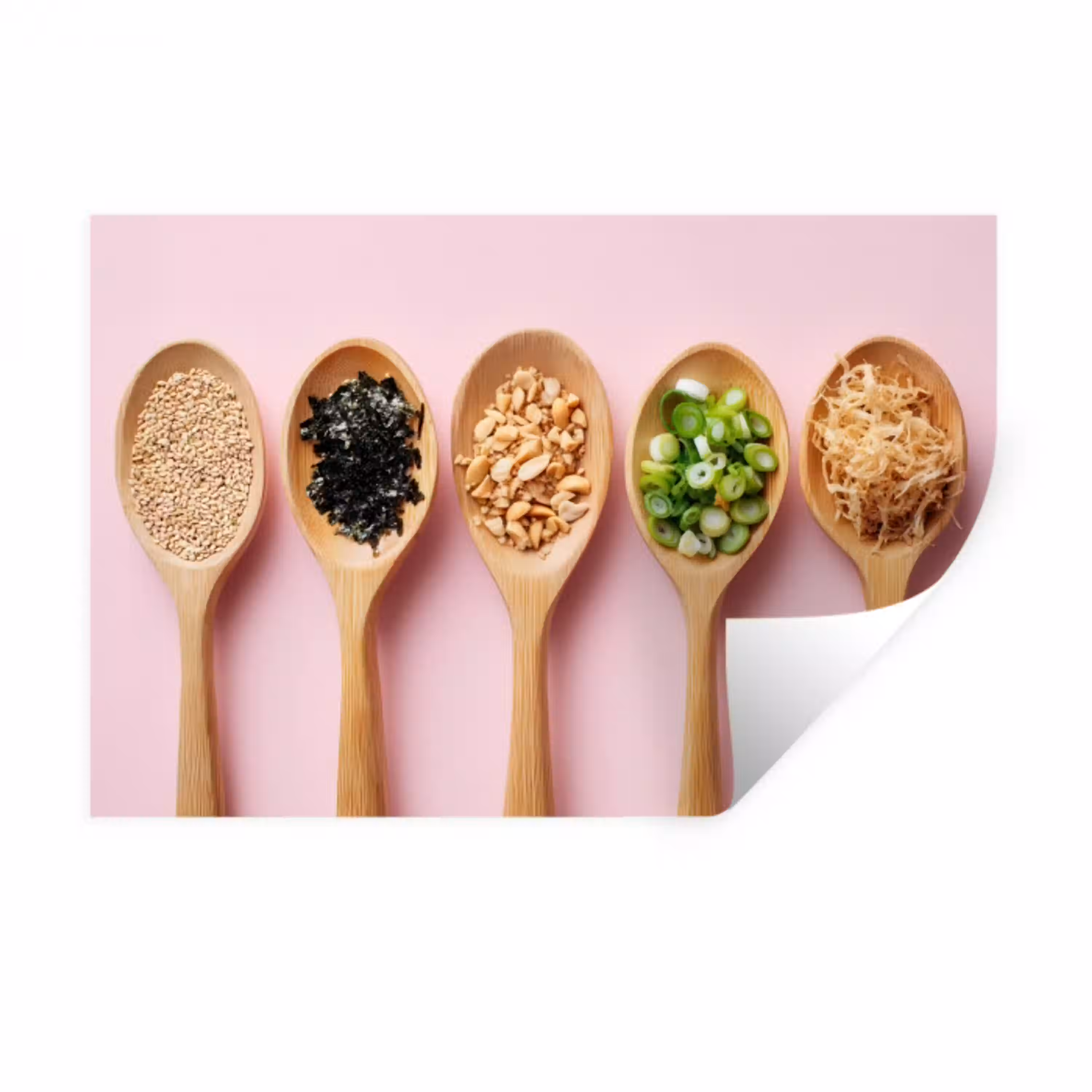Ingrediënten - Lepels - Hout - Roze Muursticker klein -3d