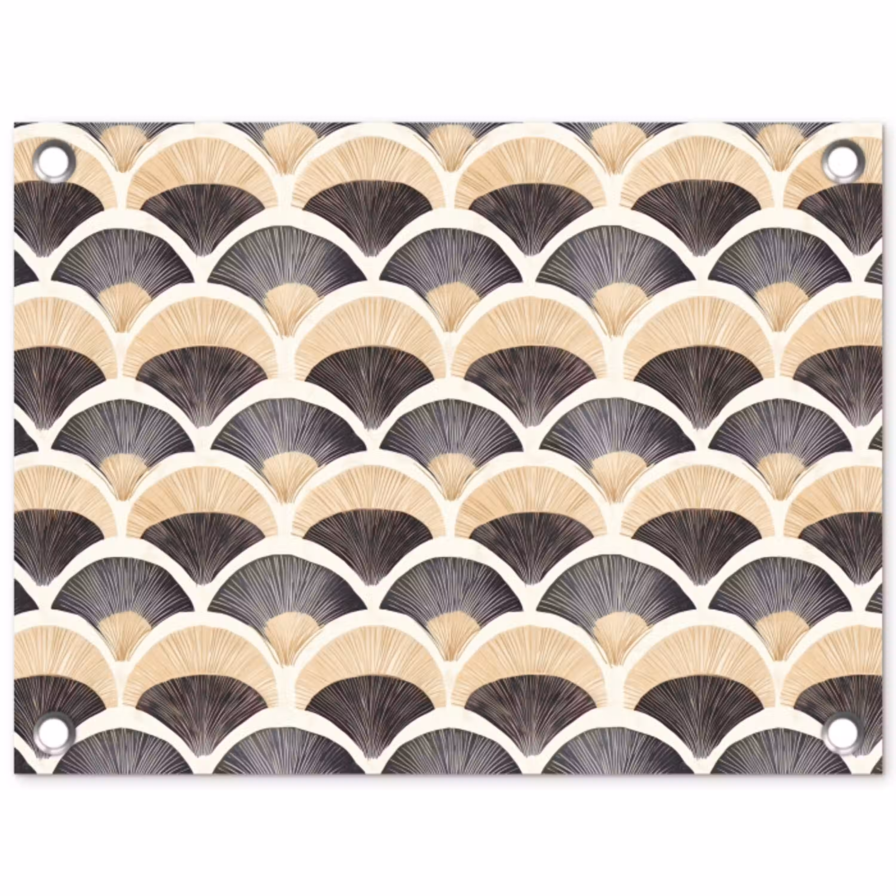 Waaier - Patroon - Zwart - Beige tuinposter los doek klein 239 -3d