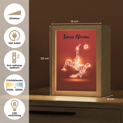 Voetballer - Omhaal - Rood - Neon Light Box met kabel (Kinderlampje) klein -USP_NL