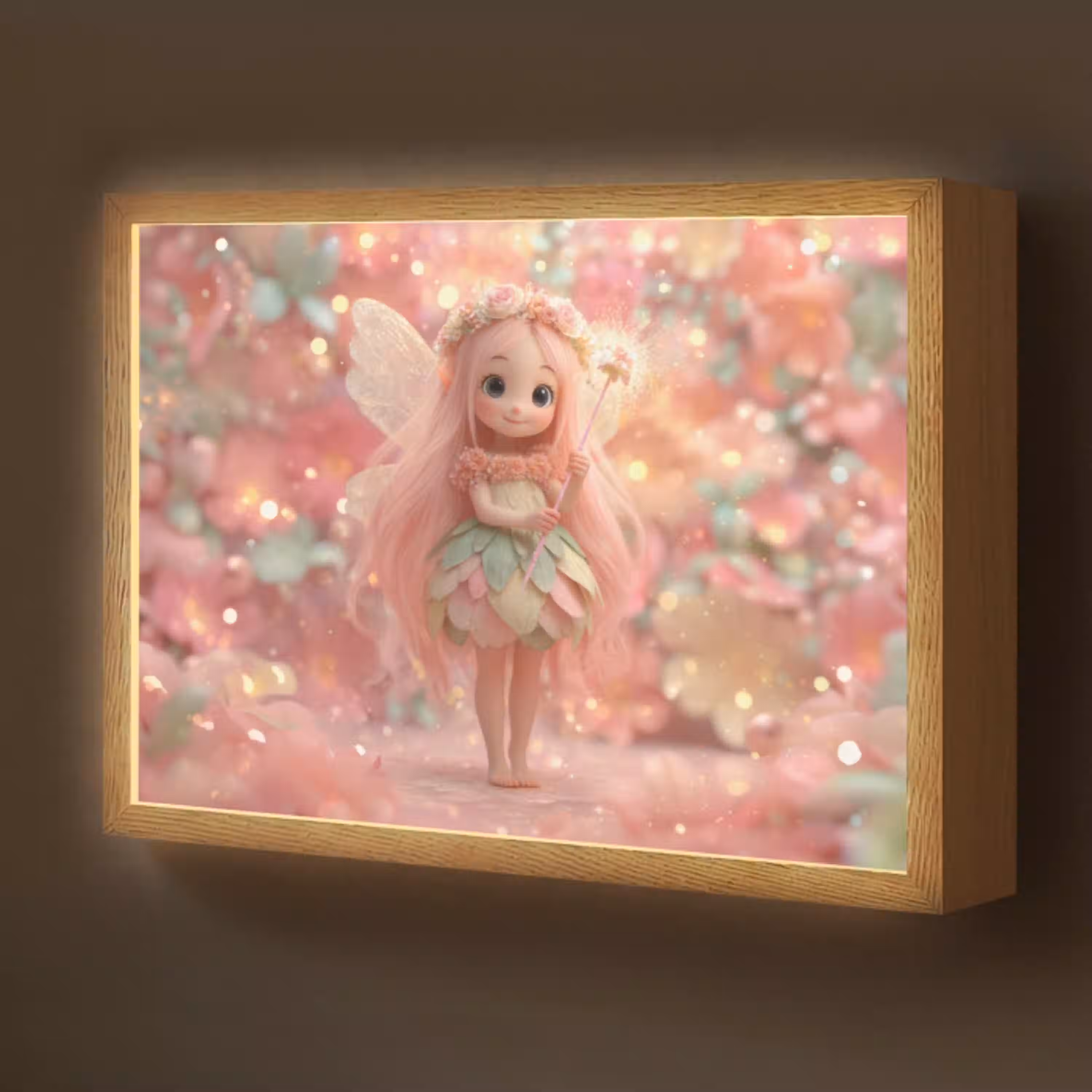 Fee - Bloemen - Roze Light Box met batterij (Wandlamp kind) middel -z3d_website