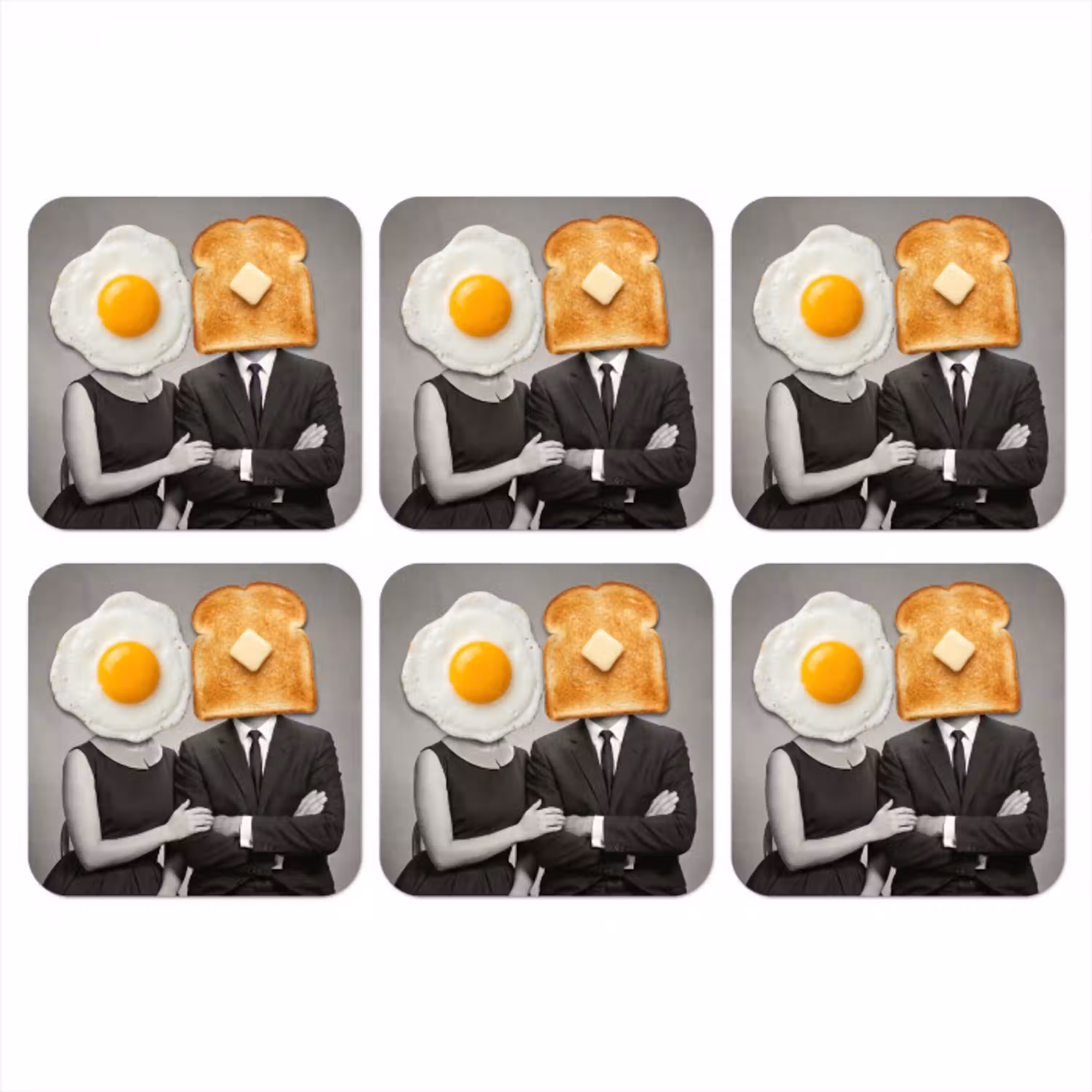 Ontbijt - Koppel - Ei - Brood onderzetter kurk middel -3d