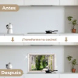 Uitzicht op de Wisteriatuin keuken achterwand spatscherm klein -voor_na_ES
