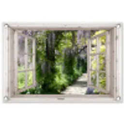Uitzicht op Wisteria-Tuin tuinposter los doek klein -3d