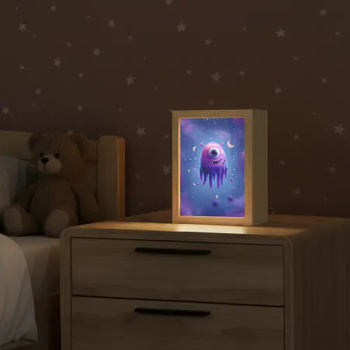 Monster - Ruimte - Sterren - Paars Light Box met kabel klein -sfeer1_kind