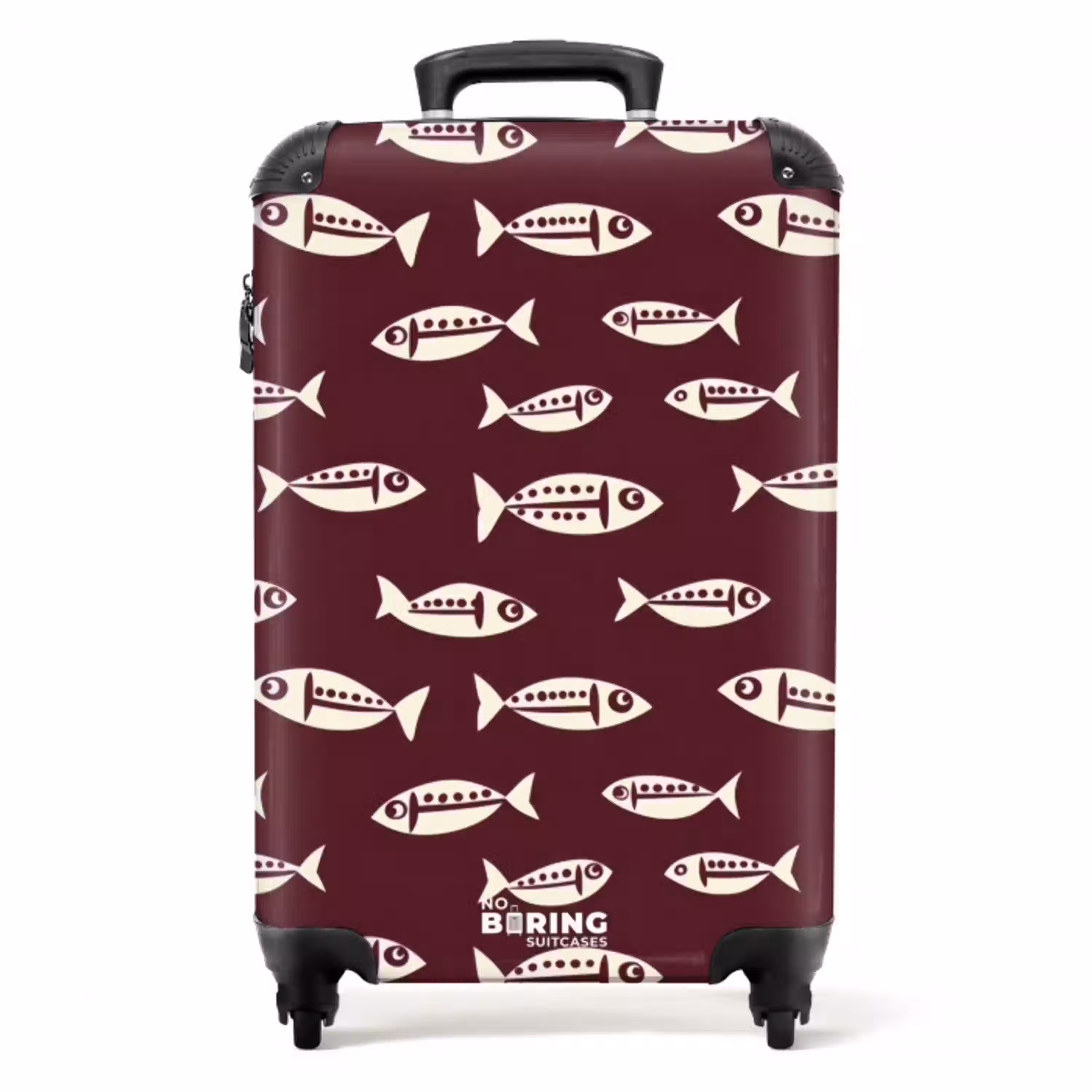 Vissen - Grafisch - Patroon - Donker NBS - Handbagage koffer - Volwassenen Unisex middel -productfoto_recht