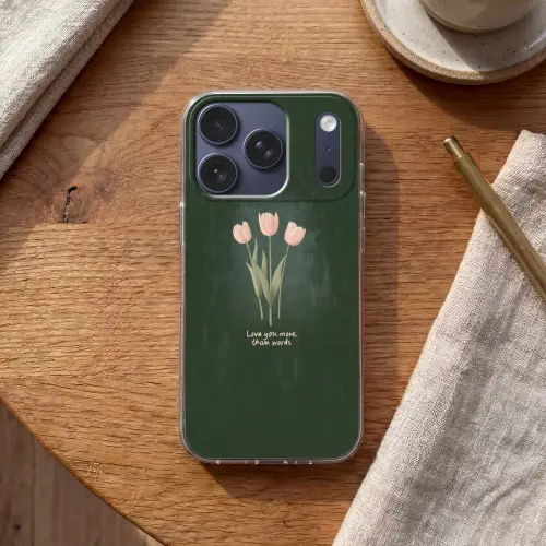 Tulpen - Roze - Tekst - Love Telefoonhoesje iPhone 17 Pro klein -sfeer1