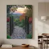 Landschap - Hek - Pad - Zonsondergang - Natuur Textielframe - compleet frame klein -sfeer2