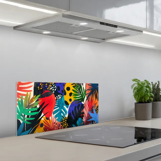 Bladeren - Vormen - Abstract - Kleurrijk keuken achterwand spatscherm klein -3d_schuin