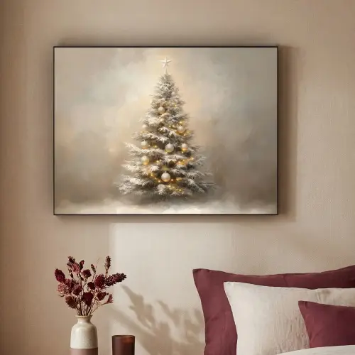 Kerst - kerstboom - Sneeuw - Art Textielframe - compleet frame klein -sfeer1