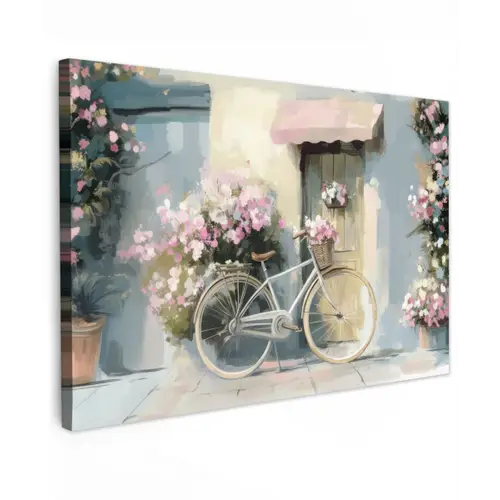 Fiets - Pastelkleuren - Bloemen canvas 2cm klein -z3d