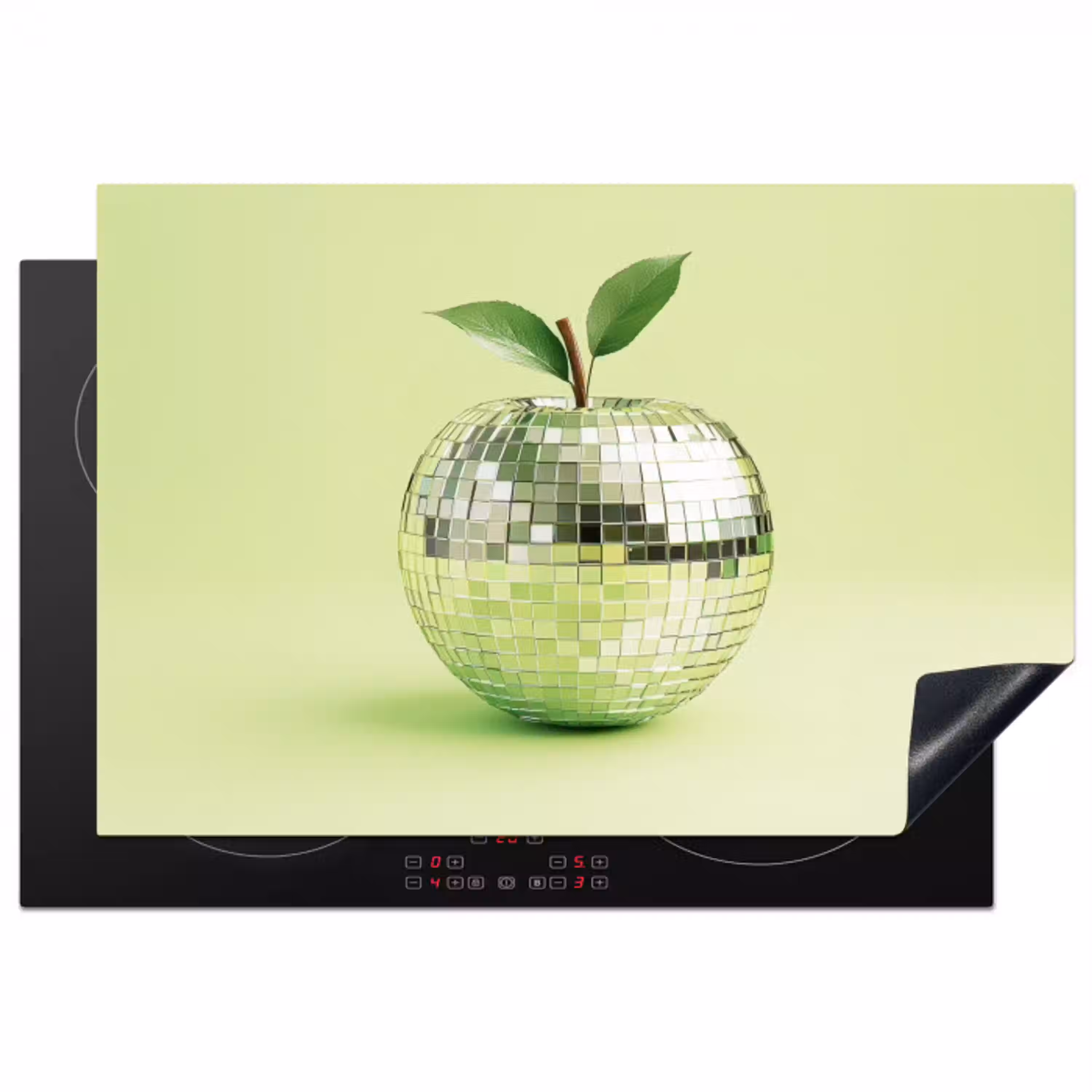 Groen - Disco - Decoratie - Appel Inductie beschermer vinyl 3mm klein -3d