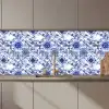 Bloemen - Blauw - Patroon - Wit keuken achterwand 2 middel 871 zz_3dshopping