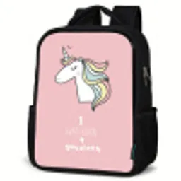 Quote - Meisjes - Eenhoorn - Roze - I was born a Unicorn Rugzak - Zwart middel -schuin