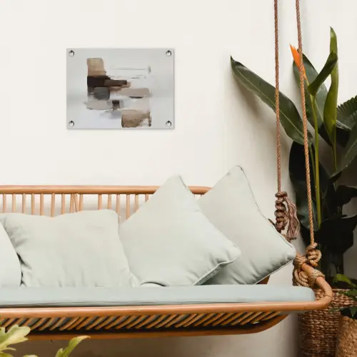 Penseelstreken - Balans - Beige - Bruin tuinposter los doek klein -sfeer7