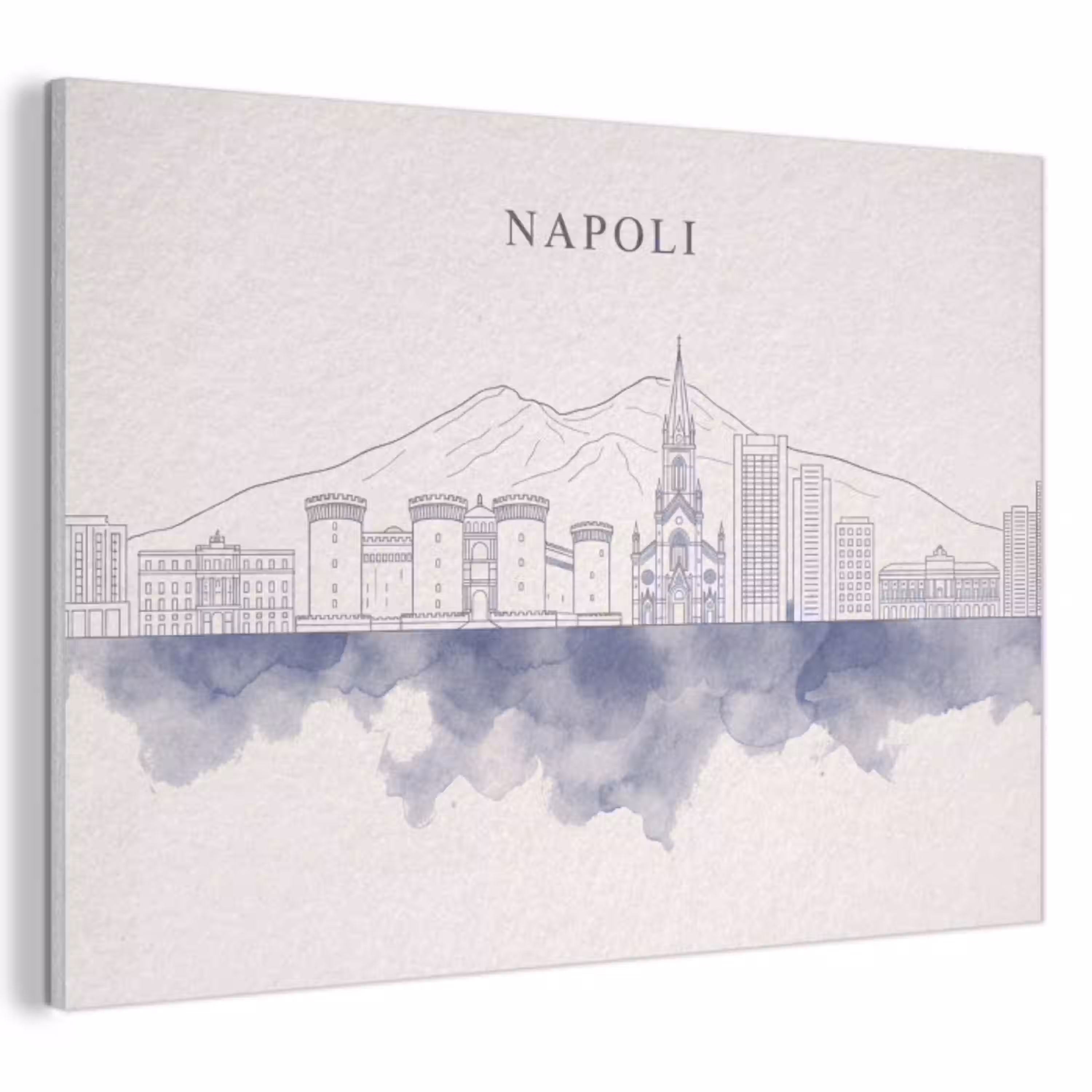 Napels - Skyline - Italie - Lijntekening - Aquarel PET vilt klein -3d