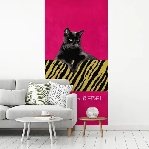 Kat - Baas - Roze - Tijgerprint fotobehang vinyl groot -woonkamer