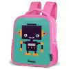 Groene robot Kinderrugzak - Roze middel -schuin