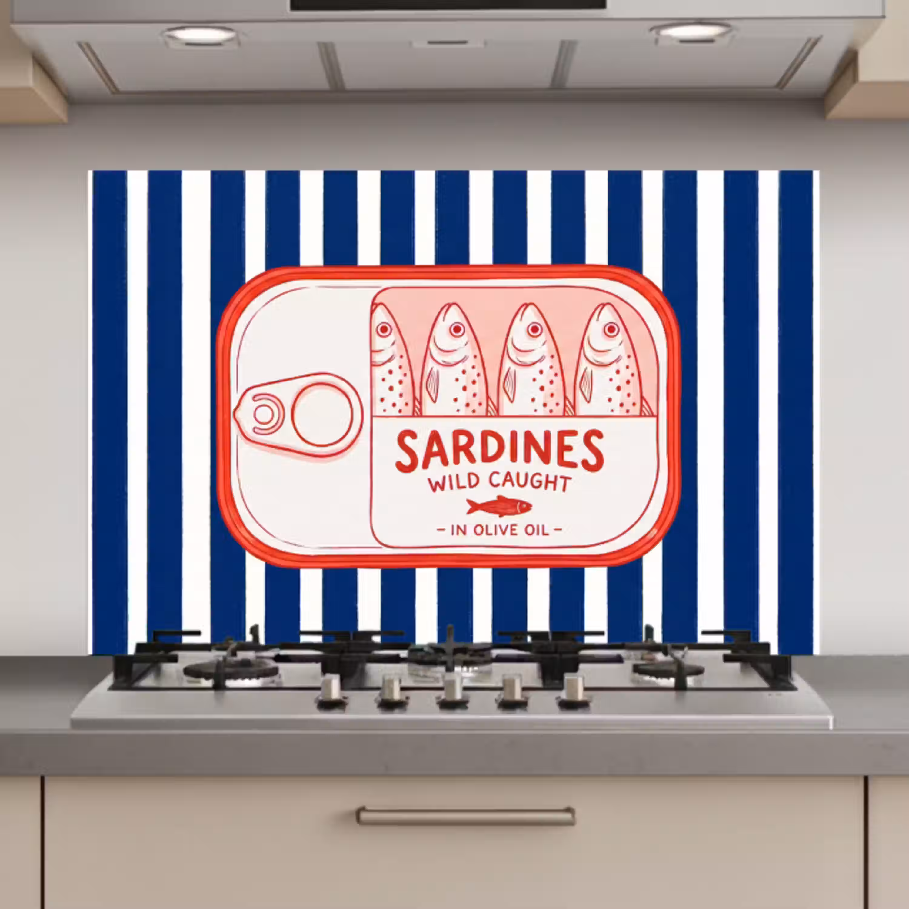 Eten - Vis - Blik - Illustratie - Rood keuken achterwand spatscherm klein -3d_website