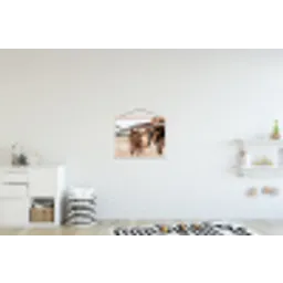 Texas Longhorn - Kalf - Weide - Dieren textielposter latten blank klein -kinderkamer