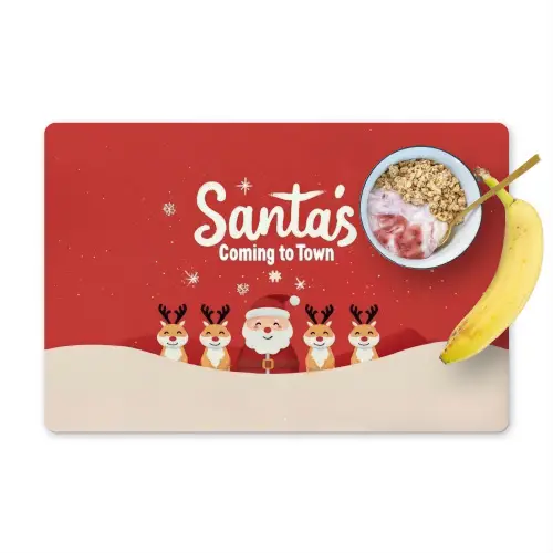 Illustratie - Kerstman - Rendieren - Rood Placemat vinyl groot -zzzproduct_Kitchenyeah-website
