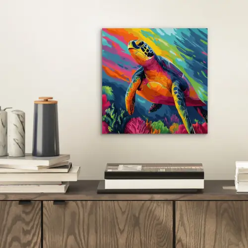 Koraal - Schildpad - Abstract - Water aluminium wit klein -sfeer1