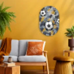 Voetbal - Abstract - Sport - Kleurrijk Wandcirkel Ovaal Forex klein -sfeer4