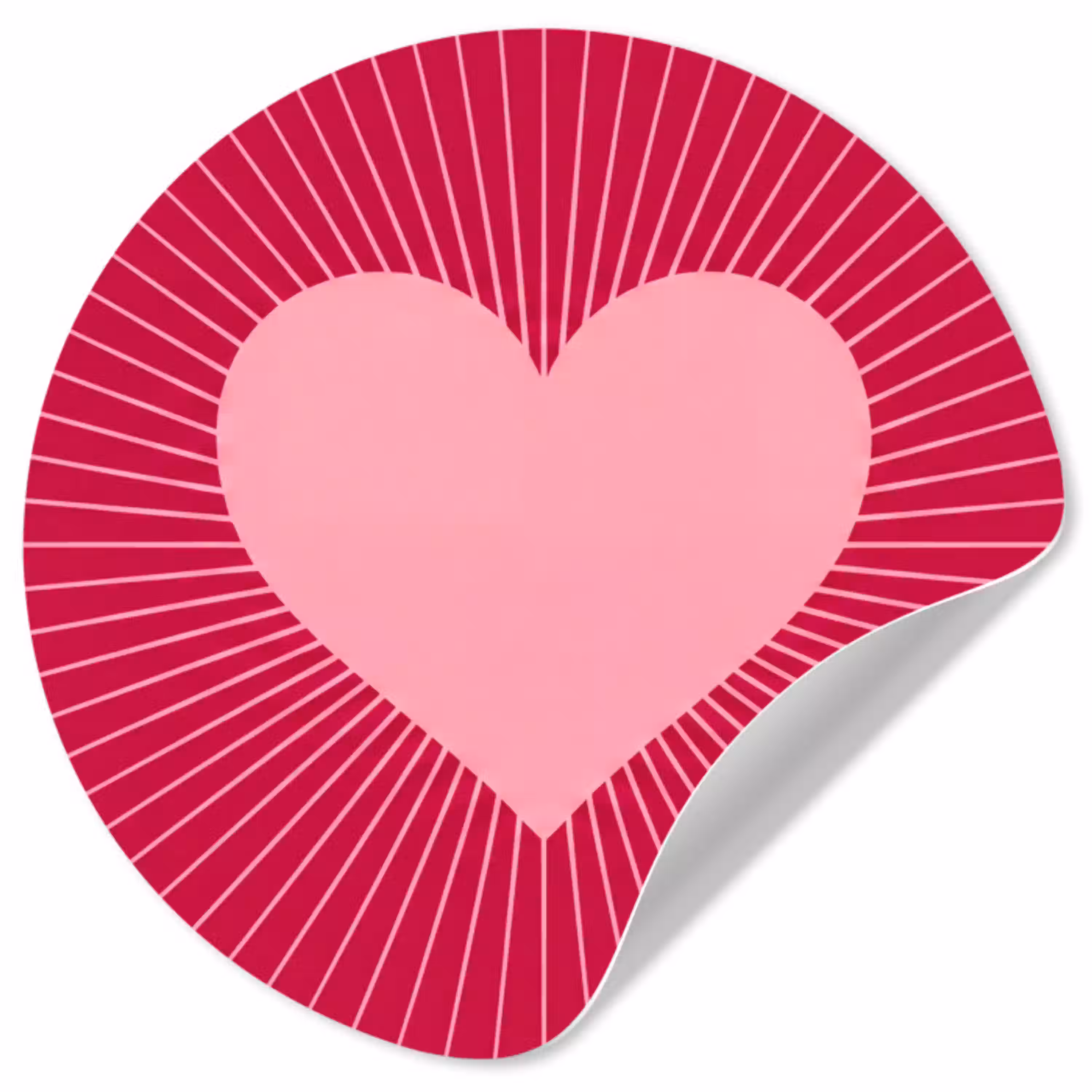 Hart - Stralen - Liefde - Abstract - Roze Wandcirkel behangsticker klein -3d