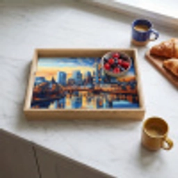 Zonsondergang Frankfurt - Stad - Skyline - Water Dienblad Rechthoek middel -sfeer2