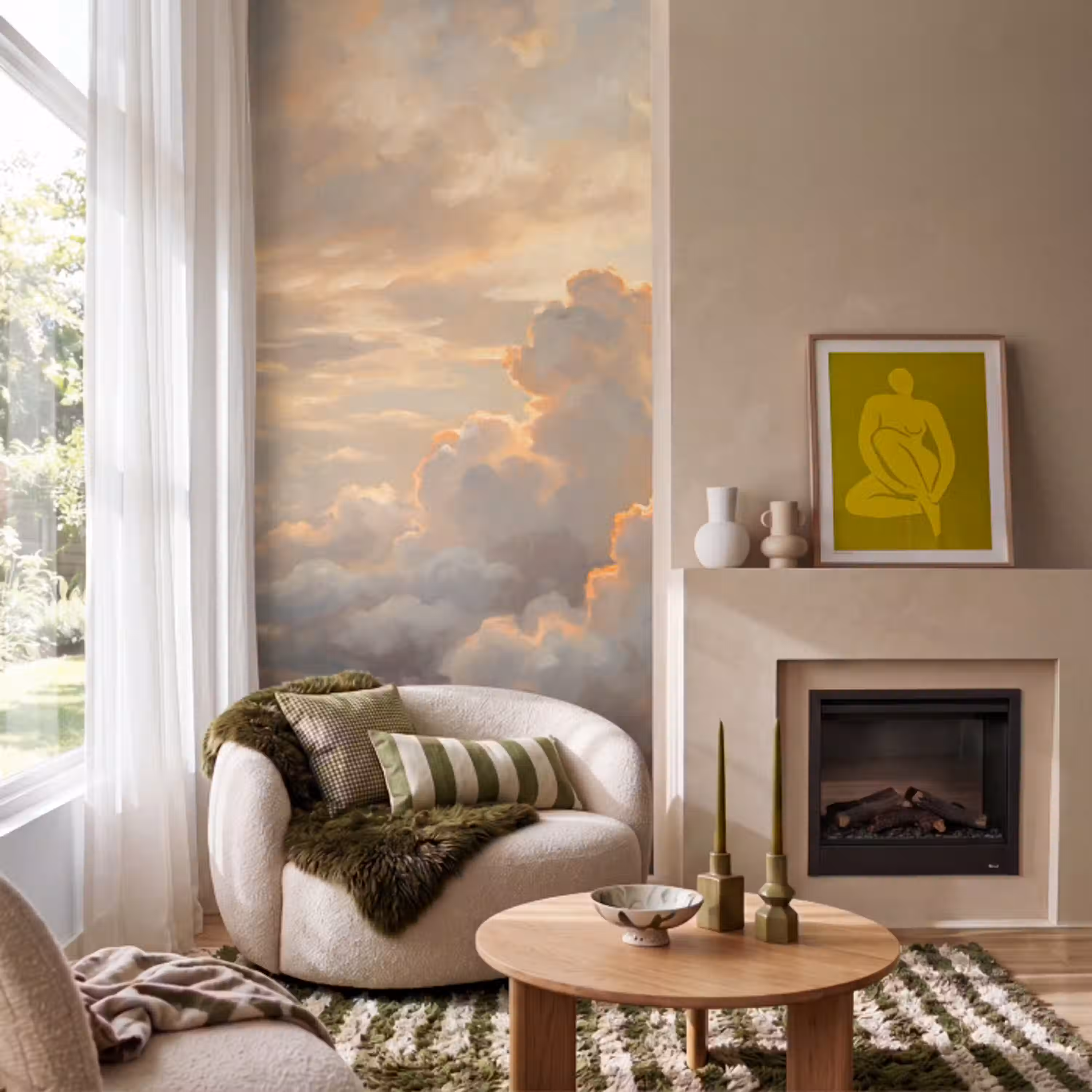 Wolken - Zonsondergang - Natuur - Abstract - Goud Behang Vlies klein -sfeer2