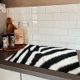 Zebra - Vacht - Klassiek - Zwart - Wit Inductie beschermer vinyl 3mm klein -sfeer3