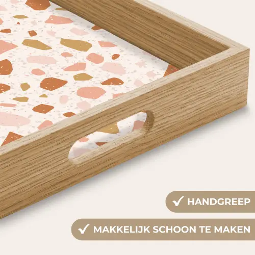 Terrazzo -  Patroon - Kleurrijk - Zalm Dienblad Rechthoek middel 911 -USP_HandgreepNL
