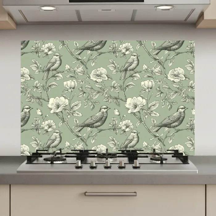 Klassiek - Botanisch - Groen keuken achterwand spatscherm klein 900 -3d_website