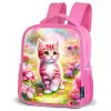 Roze regenboogkatje Kinderrugzak - Roze middel -schuin