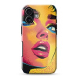 Close-up - Vrouwengezicht - Stippen - Geel Toughcase MagSafe Apple iPhone 17 klein -3d