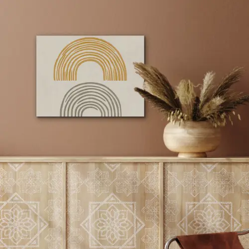 Bogen - Lijnen - Oranje - Minimalistisch PET vilt klein -sfeer4