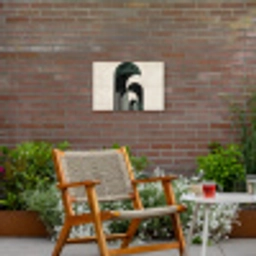 Bogen - Donkergroen - Lijnen Tuinposter op houten frame 2 cm dik klein -sfeer3