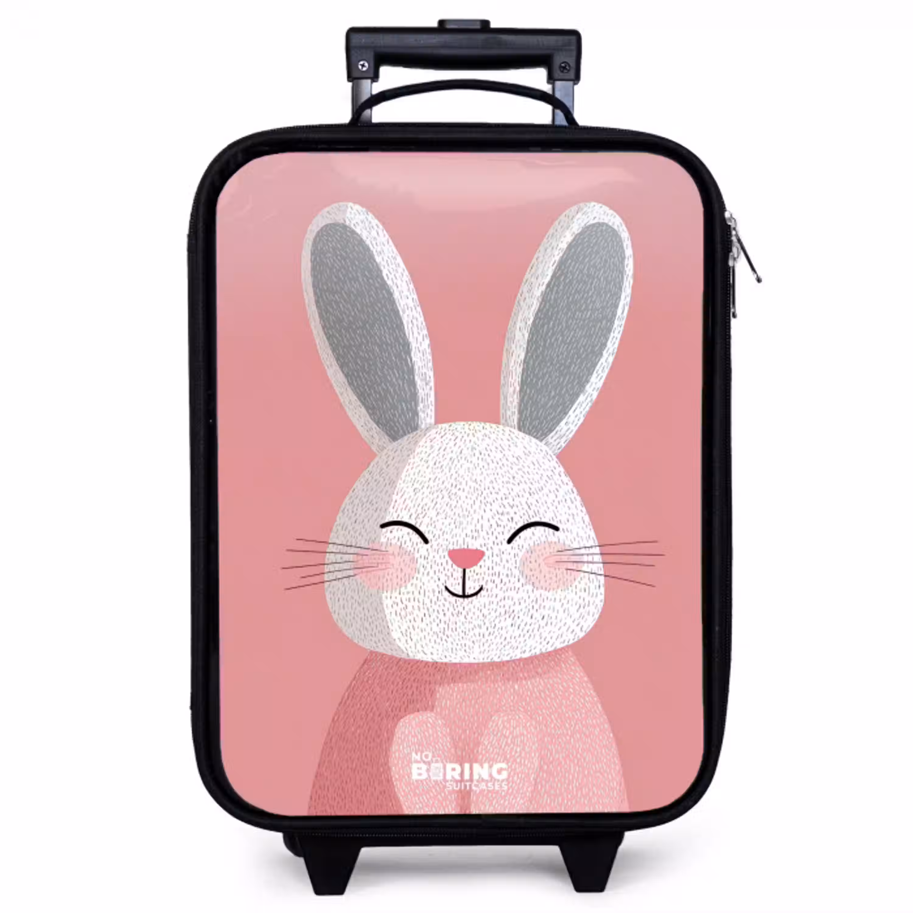 Roze - Konijn - Glimlach - Illustratie Kinderkoffer - Zwart klein -zzz_website3d