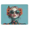 Vrouw - Blauw - Vlinder - Bloemen - Aesthetic muismat rubber klein -3d