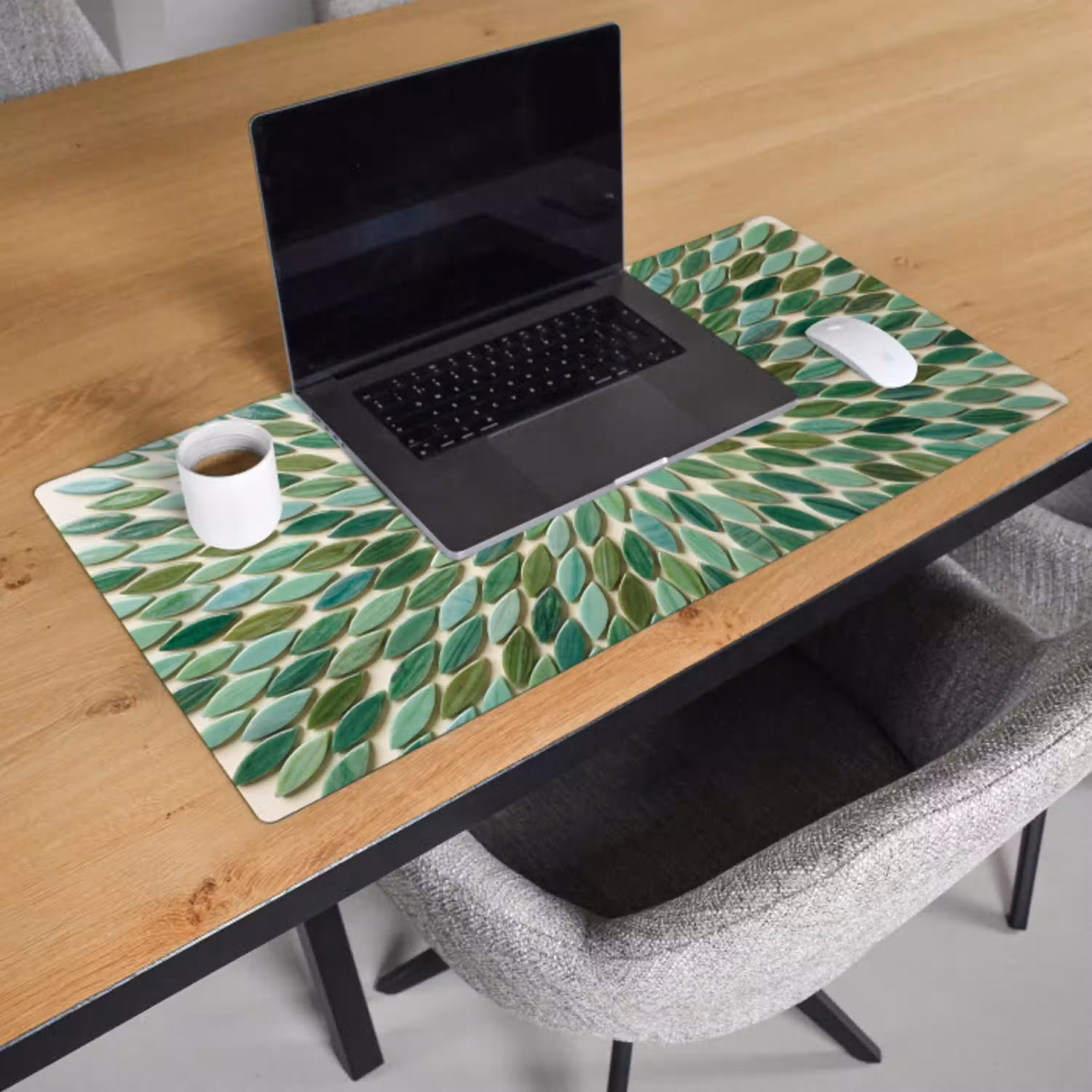 Patroon - Blad - Groen - Abstract Muismat XXL klein -sfeer1