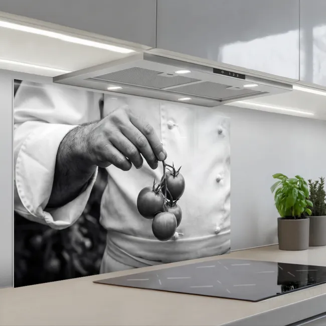 Paraschizzi cucina - Pomodori - Chef - Nero - Bianco